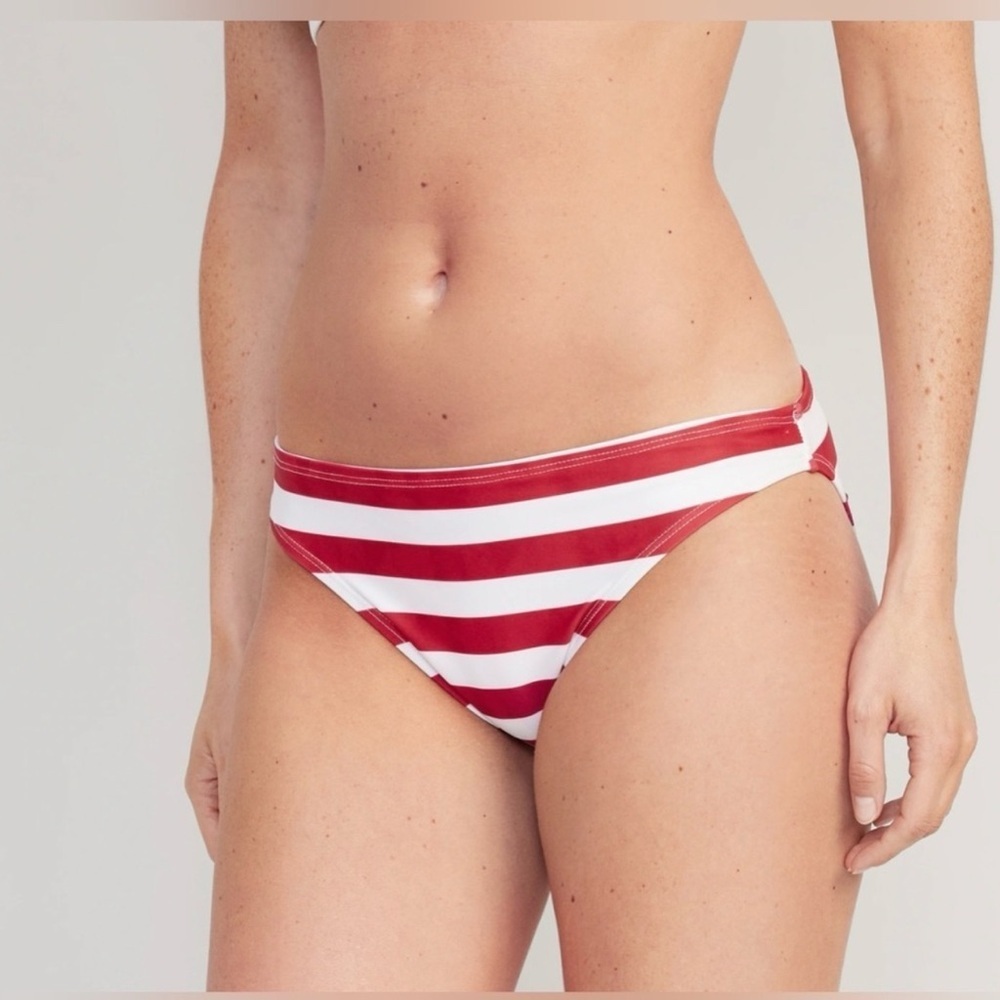 Old Navy Red and White Striped Bikini Bottom XL